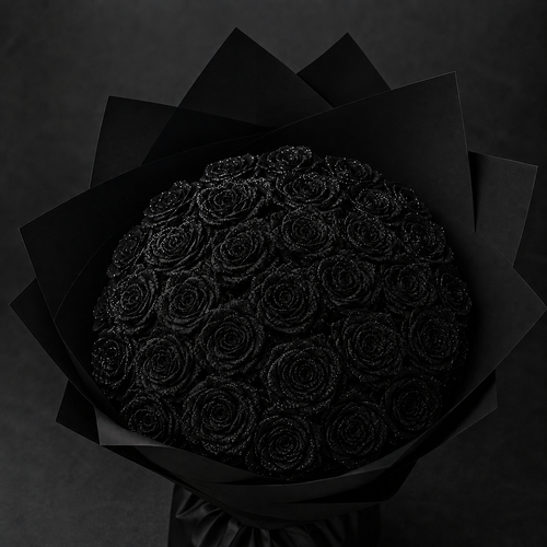 Éternelle black rose bouquet front view